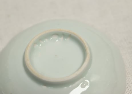 江戸幕末染付三方丸文図豆皿