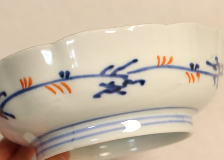 明治前期色絵籠目と牡丹図なます皿
