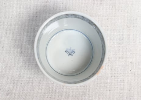 江戸幕末染付幾何学市松文猪口