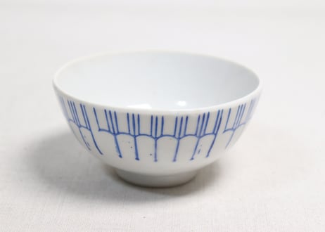 昭和戦前ゴム印判縦縞模様図蓋なし茶碗