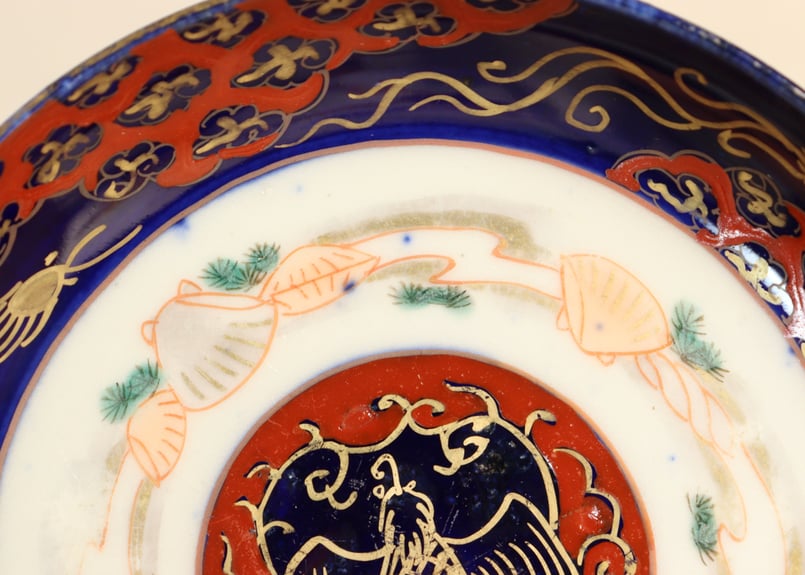 明治～大正時代　蔵春亭久富製磁所　色絵花鳥文貝合皿　5枚　古器を楽しむ 明治前期色絵龍と貝尽くし図小皿②少甘手 | 吉祥寺PukuPuku