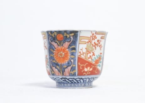 明治前期色絵梅に菊と牡丹図向付