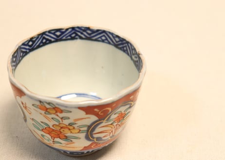 明治前期色絵花と蝶図向付