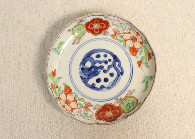 明治前期色絵桜と龍図5寸皿②少かたつき | 吉祥寺PukuPuku