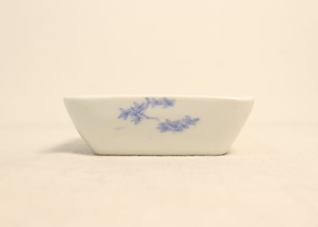 明治後期～大正染付鷺図角小鉢