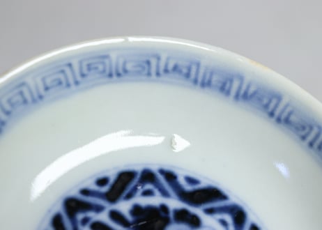 明治前期色絵三方に竹梅図通り物飯茶碗