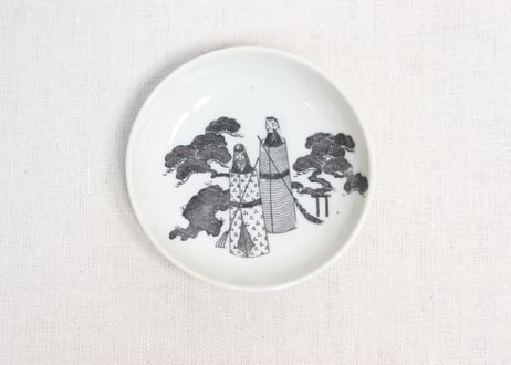 明治後期～大正銅判高砂立雛図小皿