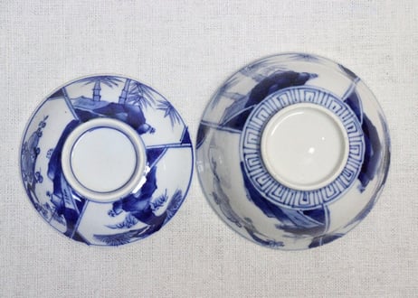 明治前期染付松竹梅図飯茶碗