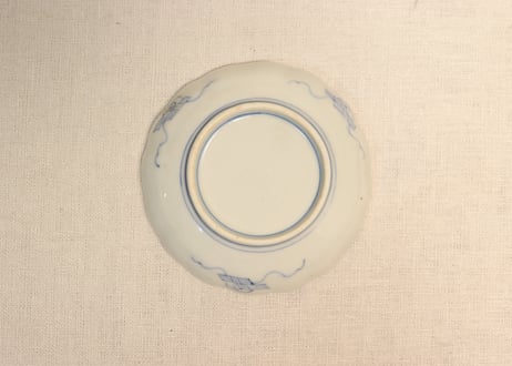 明治前期色絵松鶴図通り物小皿①　松濃いめ