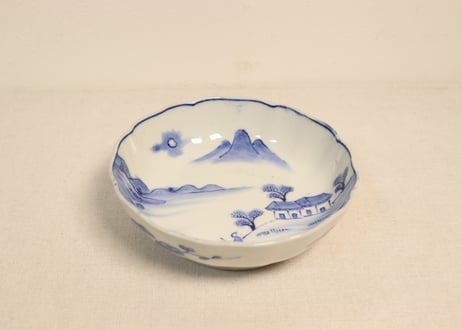 明治前期染付山水人物図なます皿