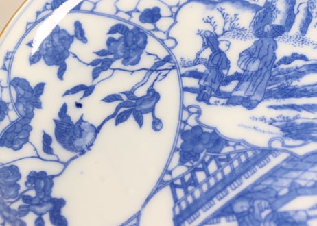 明治後期～大正銅判人物と花鳥窓絵図小皿