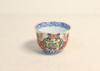 明治前期色絵花とシダ図向付 黒点