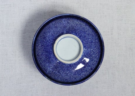 明治前期紙刷微塵唐草図蓋茶碗