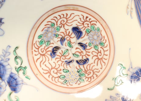 明治前期色絵桐と鳳凰図7寸皿①