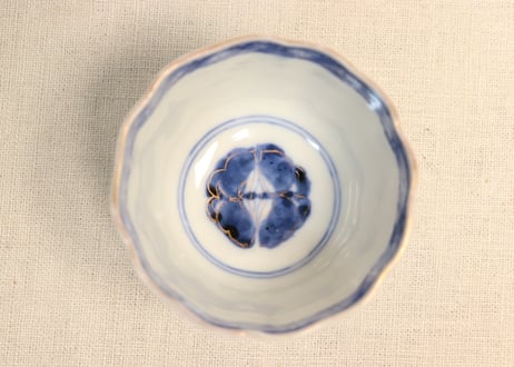 明治前期色絵紫陽花図通り物向付③高台ホツ