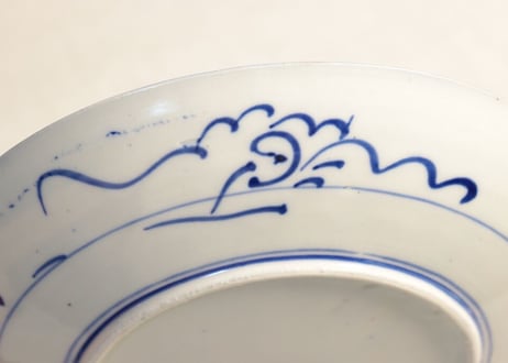明治前期紙刷六方牡丹図7寸皿 フリモノ