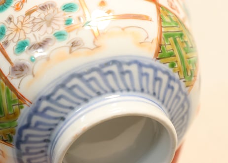 明治前期色絵松梅菊図飯茶碗