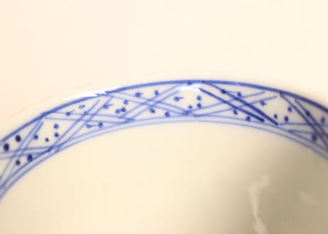 明治前期染付三方に菖蒲図向付