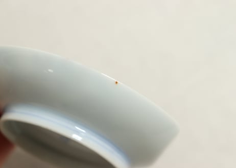 大正～昭和戦前深川製赤絵金彩南天図半月型小皿①