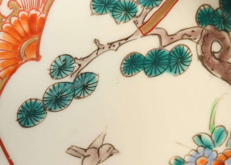 明治前期色絵松竹梅に鶴図7寸鉢 | 吉祥寺PukuPuku