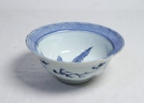 江戸幕末染付芭蕉図6寸鉢　少甘手
