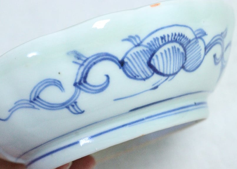 江戸幕末染付線描き牡丹図なます皿 | 吉祥寺PukuPuku