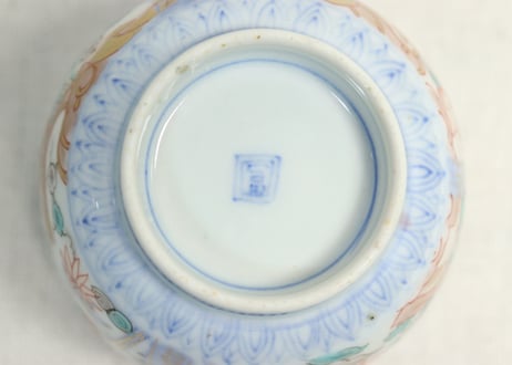 明治前期色絵三方松竹梅と花鳥図通り物向付