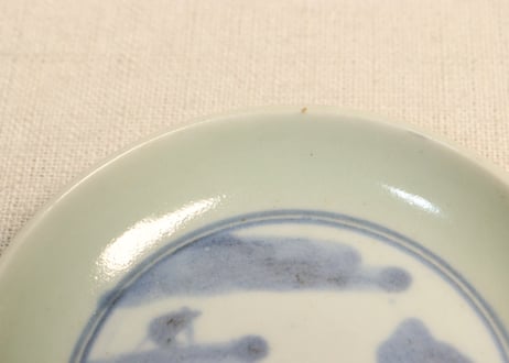江戸後期青磁縁染付山水図小皿②薄め