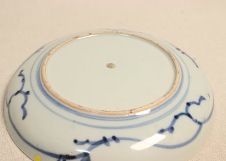 江戸中期染付鉄線図６寸皿②　小ニュウ有