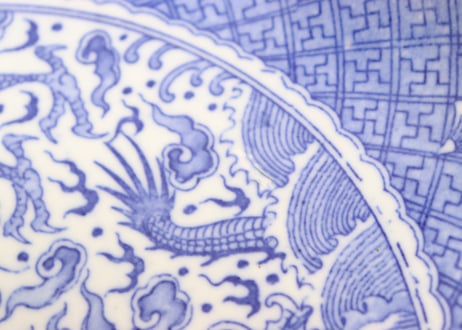 明治後期～大正銅判雲龍図8寸皿