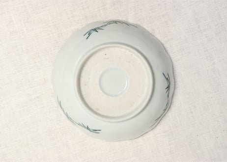 江戸幕末色絵鶴五羽図なます皿5客組