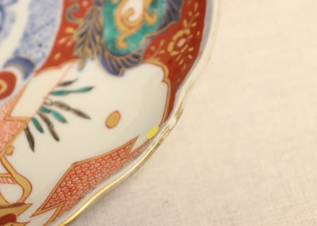 明治前期色絵兎図通り物7寸皿②ノミホツ,少甘手