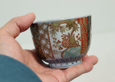 明治前期色絵松竹梅と牡丹図向付
