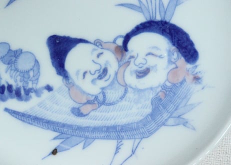 明治後期～大正銅判田植えと恵比寿大黒図5.5寸皿