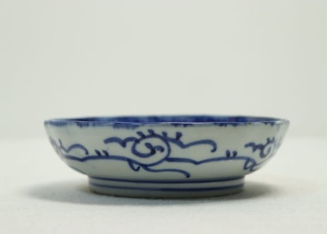 明治前期紙刷菊と山水図なます皿