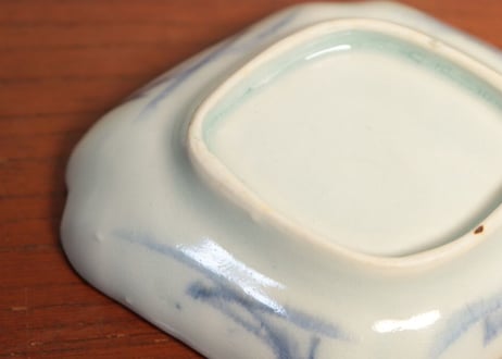 江戸中期紙刷古印判菊図菱柄小皿　ノミホツ①