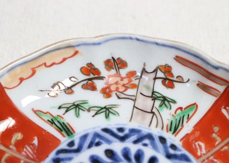明治前期色絵三方に竹梅図通り物小皿