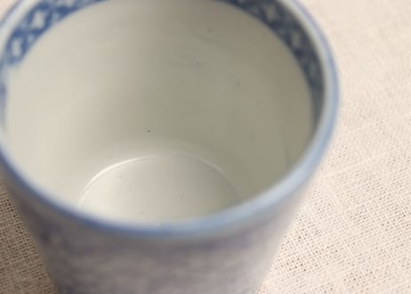 明治後期~大正銅判卍繋ぎに草花図猪口