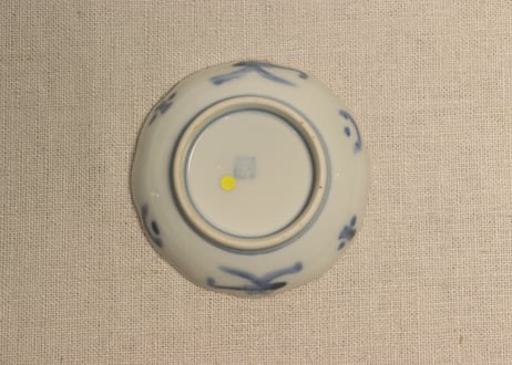 明治前期色絵桃と鶴図通り物豆皿②　少甘手