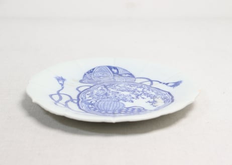 明治後期～大正銅判牡丹花籠と鞠図六弁6寸皿
