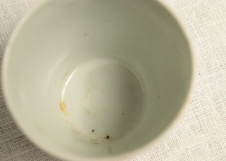 江戸中期染付竹梅図猪口 高台ホツ