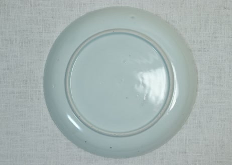 江戸中期染付菊と蝙蝠図7寸皿 少カマキズ,少がたつき
