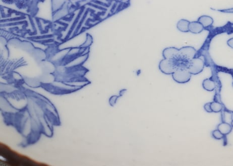 明治後期～大正銅判獅子牡丹図イゲ縁８寸皿