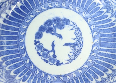 明治後期～大正銅判菊と角花弁図6寸皿