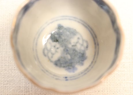 明治前期色絵梅と鶯に鳥籠図通り物小向付