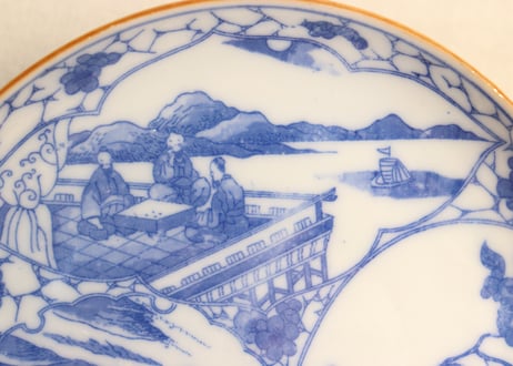 明治後期～大正銅判人物と花鳥窓絵図小皿