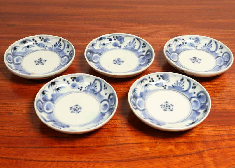江戸中期筒江窯染付梅と竹図小皿 5客組 | 吉祥寺PukuPuku