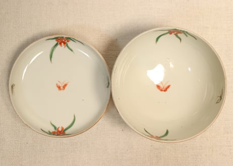 明治前期色絵桐と鳳凰図蓋茶碗