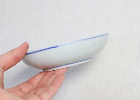 明治後期～大正銅判舟と三方に兎図小皿③　小ホツ