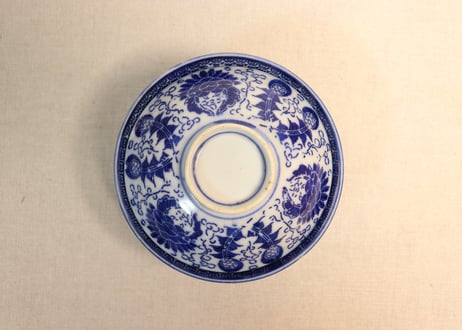 明治前期紙刷六方花図飯茶碗